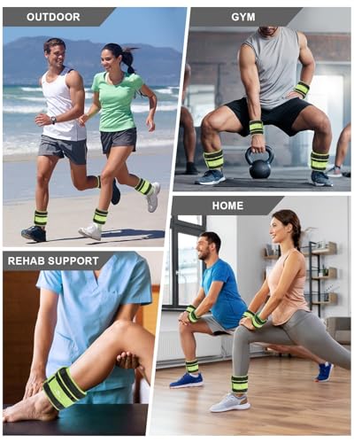 Fragraim Adjustable Ankle Weights 1-3/4/5/6/8/10/12/15/20 LBS Pair with Removable Weight for Jogging, Gymnastics, Aerobics, Physical Therapy - color: Green, style: 5 lbs each( 10 lbs pair)