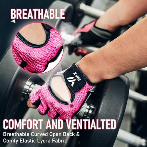 WESTWOOD FOX Weight Lifting Gloves for Men Women Gym Gloves with Wrist Wrap Support for Workout Training Exercise Fitness Hanging, Pull ups for Dumbbell, Cycling - color: Pink Without Wrist Support, size: Small