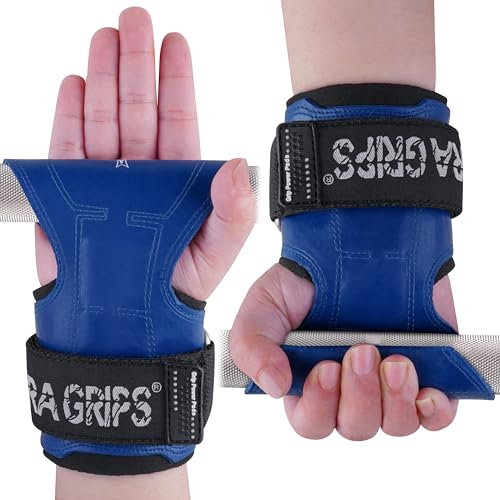 Cobra Grips Weight Lifting Gloves with Adjustable Neoprene Padded Wrist Wraps - Heavy Duty Alternative to Power Lifting Hooks for Deadlifts - color: FIT BLUE Rubber, size: 4.25 - 7.0"