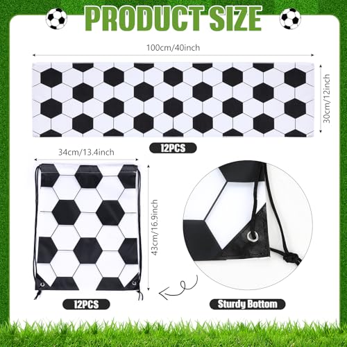 Hahafelt 24 Pcs Team Gifts, Including 12 Cooling Towels, 12 Drawstring Backpack Sports Party Favor for Teens Players Athletes Gifts Sport Supplies - style: Soccer Style