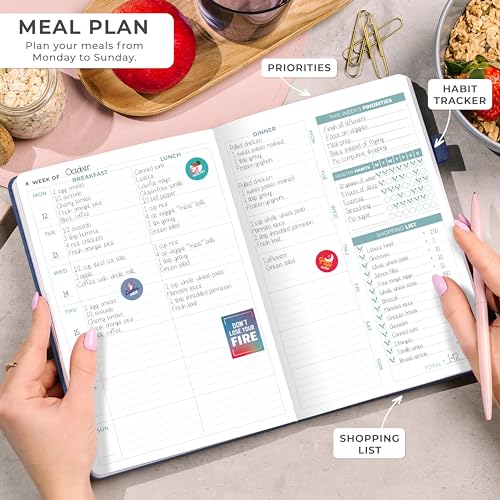 Clever Fox Weekly Meal Planner - Weekly & Daily Meal Prep Journal with Shopping and Grocery Lists for Menu Planning, Healthy Diet & Weight Loss Tracking, Lasts 1 Year, Undated, A5 - Mystic Blue - color: Mystic Blue
