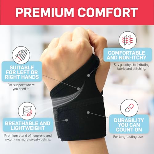 Dr. Arthritis Essentials Wrist Support, Wrist Wraps, Carpal Tunnel Wrist Brace for Night Support, Hand Brace & Wrist Guard for Left & Right Hand (Black 2 Pack) - size: Black - 2 Pack