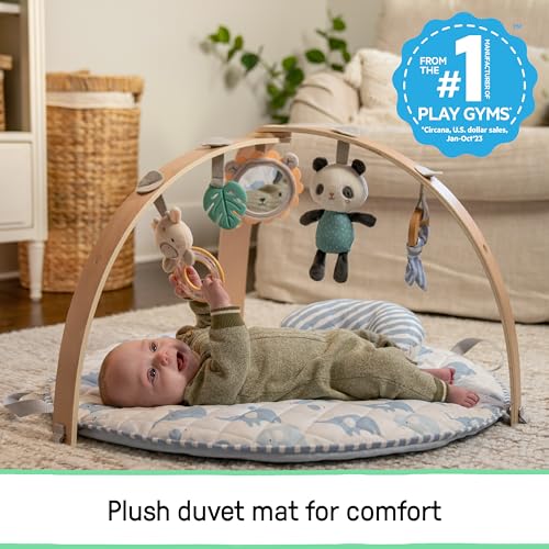 Ingenuity Cozy Spot Reversible Duvet Baby Play Gym & Play Mat with Wooden Toy bar - Elephant March (Neutral Safari), Newborn and up - color: Elephant March