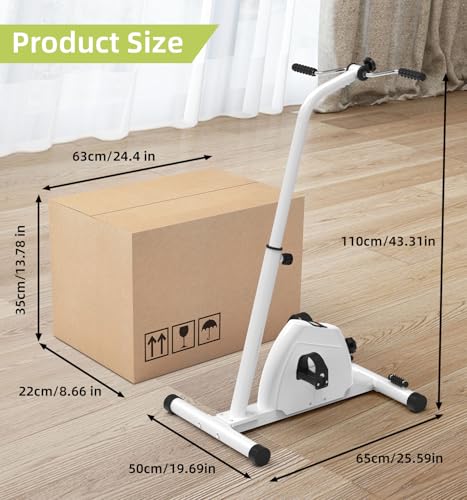HOMGIM 2-in-1 Pedal Exerciser for Arms & Legs – Adjustable Resistance Sit-Down Bike for Seniors, Stroke Recovery & Physical Therapy – Portable Under Desk Knee Peddler for Home Rehab（White）
