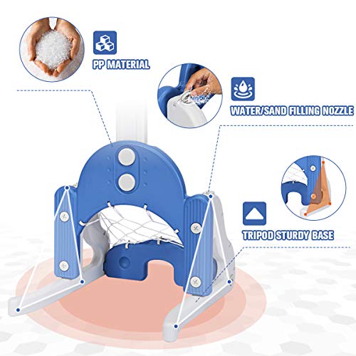 Costzon Kids Basketball Hoop, Toddler Sports Activity Center w/ 5 Adjustable Height Levels, Basketball Soccer Golf Game Set, Indoor Outdoor Basketball Hoop Set Gift for Baby Infant - color: Blue Galaxy, size: 22.5" x 22.5" x 59.5''(L X W X H)