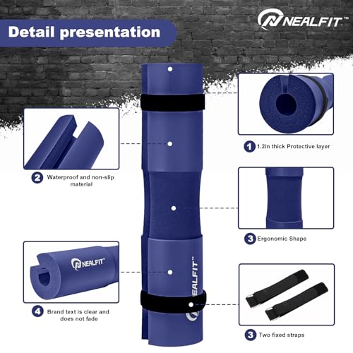 NEALFIT Barbell Pad Squat Pad for Squats—Squat Bar Pad—Great for Weightlifting,Lunges and Hip Thrusts—Foam Sponge Pad—Fit Standard and Olympic Bars Perfectly - color: Deep Purple