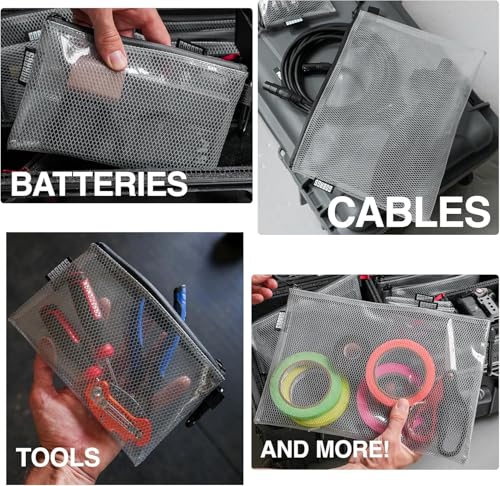 GOBAGS Air Production Small Clear Zipper Pouch (4‑Pack) – Cable Organizer & Travel Gear Bag for Electronics, Camera Accessories, Tool Pouch & Small Tech Storage - color: Black, size: Small