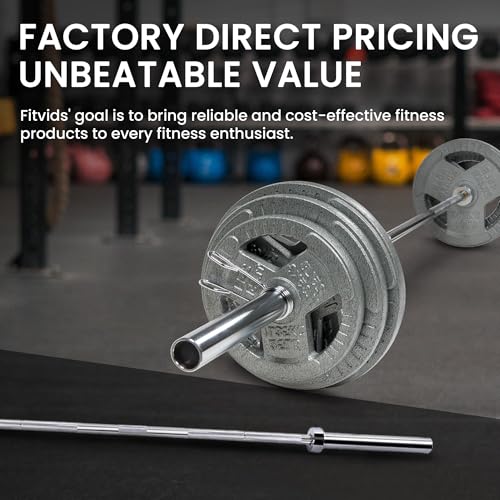 Fitvids 2 Inch Olympic Barbell Bar, 5/6/7 Feet Bar with Collar for Home Gym Strength Training, weight lifting, Bench Press, 700 LB Capacity - style: 7-Foot