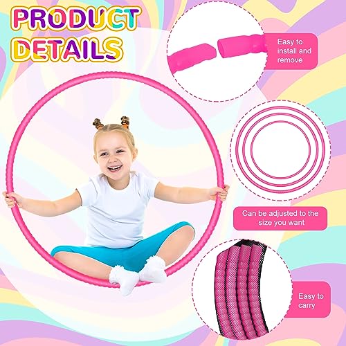 Shappy 6 Pcs Exercise Hoop Detachable Adjustable Plastic Toy Playground Toys Colored Hoop Circles for Teens Games Gymnastics Dog Agility Equipment Party Decor - color: Pink, size: 20 Inch