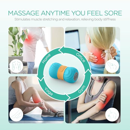 VOYOR-HEALTH Vibrating Peanut Massage Ball Roller, Electric Double Lacrosse Massage Ball with 4 Intensities for Muscle Pain Relief, Rechargeable Deep Tissue Massage, Yoga Sports Fitness MB300 (Blue) - color: Blue