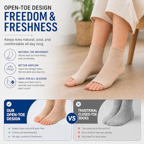 Ankle Brace Compression Sleeve Socks 2 Pack for Women&Men Foot Arch Support | 8-15 mmHg Support for Plantar Fasciitis Relief, Heel Pain, Arch & Ankle Support, Foot Brace, Open Toe Design - color: Black/Beige (2 Pack), size: Large-X-Large