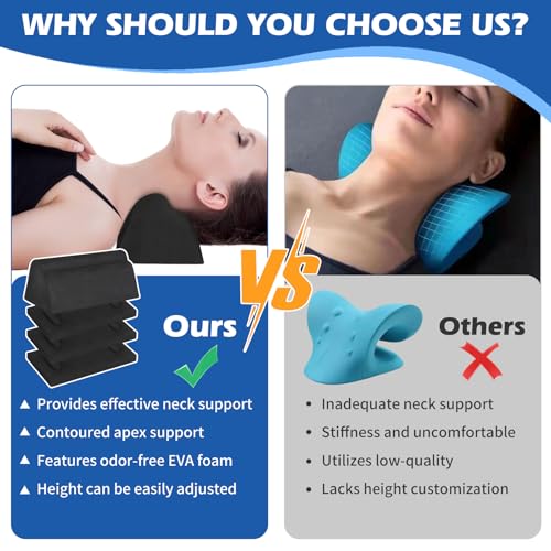 Neck and Shoulder Relaxer, Cervical Traction Device for Cervical Spine Alignment, Neck Stretcher Chiropractic Pillows for Neck Pain Relief, Cervical Traction Block, Neck Massager