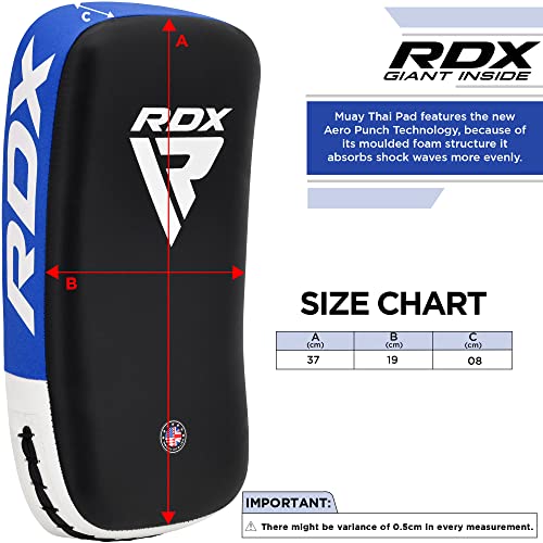 RDX Muay Thai Pad for Training, Curved Kickboxing Kicking Strike Shield, Coaching Kick Boxing, MMA, Martial Arts, Karate, Taekwondo, Punching, Foot, Knee and Elbow Target - color: Blue