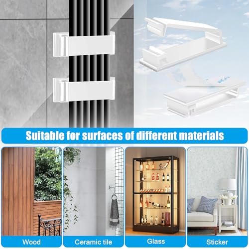 XHF 40 PCS Self Adhesive Cable Clips(XL) White,Wire Clips Cable Management Wire Organizer Cord Holder for Under Desk, Car, Wall, TV PC Ethernet Cable - color: White, size: XL-40PCS