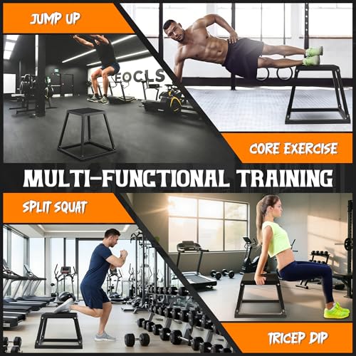 GanFindX Plyometric Jump Box Set, 12/18/24 Inch Steel Plyo Box, Heavy Duty Plyometric Platform with Anti-Slip Surface for Home Gym Training, Step-Up, Agility and Strength Conditioning - size: 12"