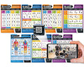 Set of 7 Gym Workout Posters - Laminated Muscle Group Exercise Charts with Free Video Guides, Dumbbell, Kettlebell and Barbell Exercise for Full Body Training and Home Gym Fitness Room Décor