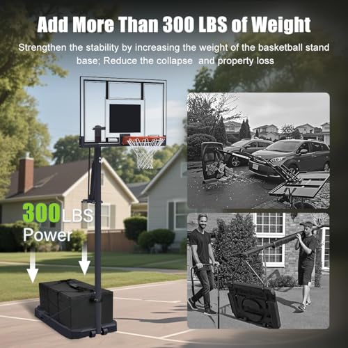 Weighted Base Anchor for Basketball Hoops- Portable Sandbag Holds 300+ Lbs | Heavy Duty 600D Waterproof Base Stabilizer for Basketball Goals - All-Weather Resistant, Black