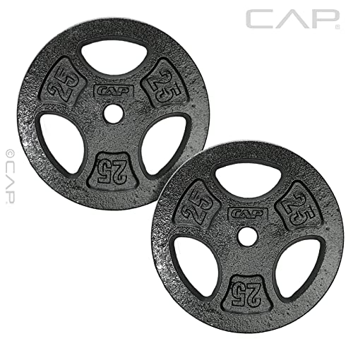 CAP Barbell Standard 1-Inch Grip Weight Plates - color: Black, size: 25 lbs Plate Pack (x2)