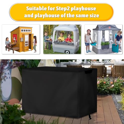 Playhouse Cover for Step2 Adventure Camper Playhouse, Waterproof Kids Play house Cover Indoor Play Houses Covers for Kids Outside Black - 62"L×34"W×50"H, Black - size: 62"L×34"W×50"H