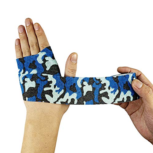 FRESINIDER 9 Rolls Self Adhesive Wrap Athletic Tape Gauze, Breathable Elastic Cohesive Bandage for Sports Injury & Pet (7 Pcs 2" x 5 Yards + 2 Pcs 1" X 5 Yards) (Sea Camo) - color: Sea Camo