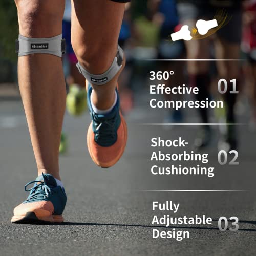 CAMBIVO 2 Pack Patella Tendon Knee Straps, Knee Brace for Women & Men with Extra Straps, Patella Bands for Pain Relief, Osgood Schlatter, Jumper’s Knee, Tendonitis, Running, Basketball, Volleyball - color: Gray