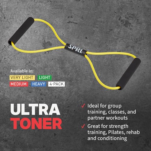 SPRI Ultra Toner Figure 8 Resistance Band with Padded Handles Great for Stretch, Exercise, Fitness Training, Yoga, Resistance Weights, Therapy, Gym or Home Workout Equipment. - size: Very Light, style: Very Light