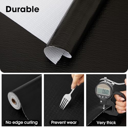Drawer and Shelf Liner, Non-Slip Kitchen Cabinet Liners Non-Adhesive Thick Strong Grip Waterproof Washable Mats Protect Dresser Shelves Cupboard Bathroom Cabinets, Black, 12 in X 10 FT - color: Black, size: 11.8"W x 118"L