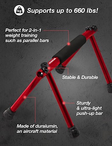 Push Up Bar – Folding Dip Bar for Home Workout, Lightweight & Portable Strength Training Equipment for Men & Women, Indoor & Outdoor Use (Hawk) - color: Hawk Red
