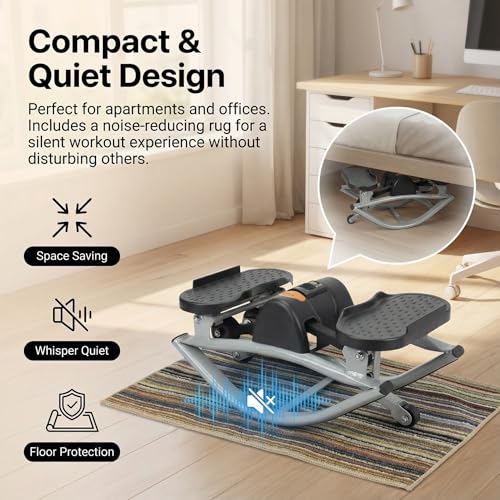 Lateral Rocking Fitness Stepper - Low-Impact Home Workout Machine for Knees & Joints with Digital Counter