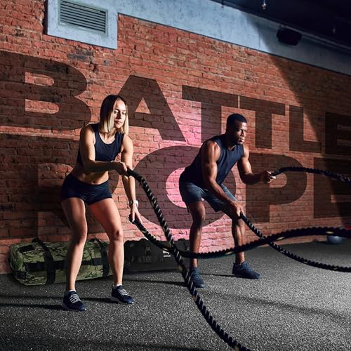 Yes4All 1.5/2 Inch Battle Ropes with Extra Protective Sleeve, Workout Ropes for Cross-Training Home Gym & Fitness Exercises, Strength Training - 30,40,50 Feet Lengths Available