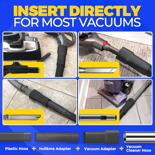 Holikme Dryer Vent Cleaner Kit 2Pack - Lint Vacuum Attachment & Brush | Black Dryer Vent Vacuum Hose Attachment & Brush Reach Deep Traps - Remove Hidden Lint, Speed Drying & Reduce Fire Risk - color: Black