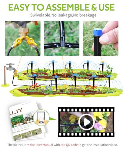 HIRALIY 50ft Drip Irrigation Kit Plant Watering System 8x5mm Blank Distribution Tubing DIY Automatic Irrigation Equipment Set for Garden Greenhouse Flower Bed Patio Lawn - size: 49.2 ft