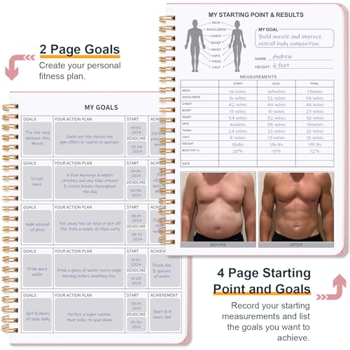 Guirnd Undated Fitness Workout Journal for Men & Women, A5(8.5" x 6.7") Fitness Journal Workout Planner, Workout Log Book Planner for Tracking, Motivating, and Achieving Your Fitness Goals - Pink - color: Pink