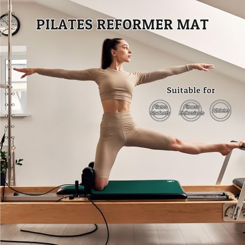 Non-Slip Pilates Reformer Mat, 1.2 mm Thick, 39 x 24 inch | Foldable Lightweight Pilates Reformer Machine Exerxise Mat Towel Cover for Gym Fitness - color: Dark Green