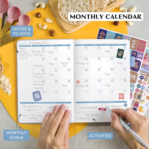 Legend Wellness Planner & Food Journal – Daily Diet & Health Journal with Weight Loss, Measurement & Exercise Trackers – Lifestyle & Nutrition Diary – Lasts 6 Months, A5 size – Periwinkle - color: Periwinkle Gold Foil, size: A5 (5.8” x 8.3”)