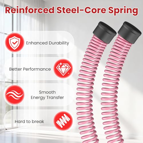 DERACY Pair of 2-in-1 Cordless Battle Ropes with the Connector, Ropeless Battle Ropes for Home Gym, Portable Battle Rope, Home Workout Equipment for Women Men (Pink) - color: Pink-black