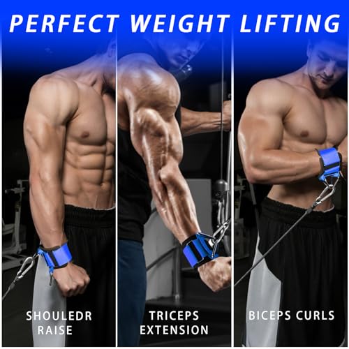 Wrist Cuffs Weight Lifting Straps – Heavy-Duty Cable Machine Attachments & Weightlifting Wrist Support for Lateral Raises, Pull Exercises & Strength Training - color: blue, size: size M