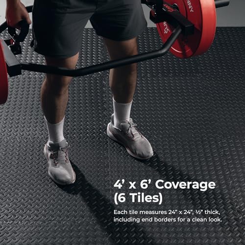 Sunny Health & Fitness Durable Multi-Use Floor Mats for Home, Gym & Play | Exercise Floor Mat, Cushioned Support, Connect Multiple Mats, Easy-Clean Surface, Home Gym, Playroom, Floor Protection - style: 6 FT x 4 FT