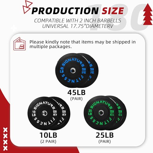 Fitvids 2-Inch Olympic Rubber Weight Plates Sets, Bumper Plates Set with Barbell for Strength Training, 180-390 Lbs Multiple Options - color: Colored, style: 180LB Set
