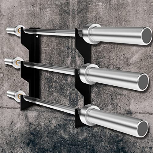 Luwint Barbell Holder Wall Mount, Horizontal 3 Weight Bar Storage Rack