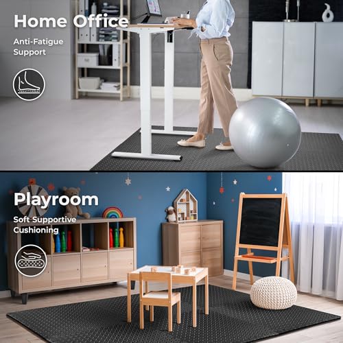 Sunny Health & Fitness Durable Multi-Use Floor Mats for Home, Gym & Play | Exercise Floor Mat, Cushioned Support, Connect Multiple Mats, Easy-Clean Surface, Home Gym, Playroom, Floor Protection - style: 6 FT x 4 FT