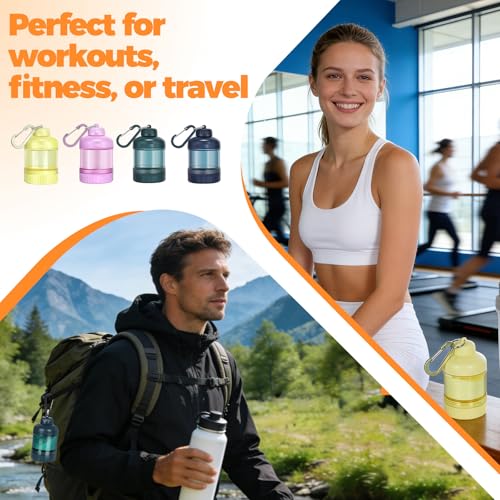 2 Pack Protein Powder Container to Go with Keychain & Keyring, Large Capacity, Clear, Leakproof, Ideal for workouts, fitness, or travel (Green&Blue) - color: Green&Blue