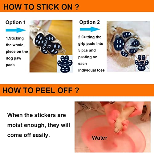 Dog Anti Slip Paw Grips Traction Pads,Dog Feet Stickers with Stronger Self-Adhesive Paw Pad Provide Traction for Senior, Injured Dogs,12 Sets (48 pcs) M Black - size: M-1.7*1.5 inch(L*W)