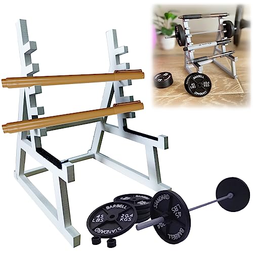 Squat Rack Pen Holder, Mini Barbell Rack Pen Holder Desktop Squat Rack with Barbells and Weights, Fun Desk Accessories for Fitness Enthusiasts and Weightlifting Fans (Barbell Rack Only)