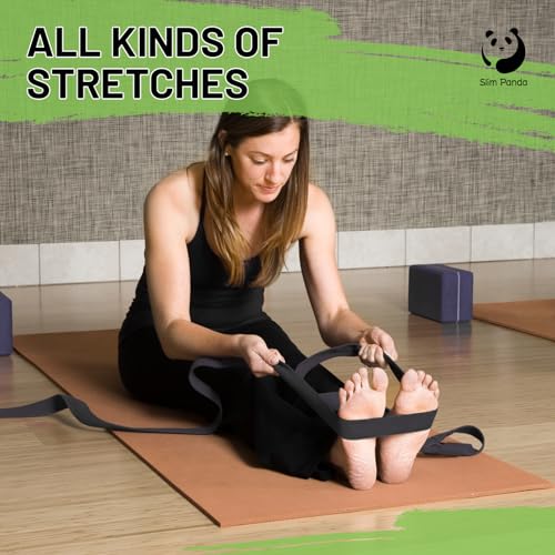 Slim Panda Yoga Strap for Stretching,Cotton Yoga Strap with Adjustable D-Ring Buckle,Non-Elastic Yoga Belt for Pilates,Gym Workouts,Physical Therapy,Improve Flexibility - color: Cymbidium, size: 8 Feet
