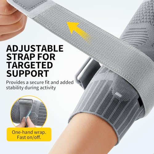 CAMBIVO 2 Pack Tennis Elbow Brace, Dual Gel Pad Compression Sleeve, Black | Adjustable Strap, Targeted Relief for Tendonitis, Golfer‘s Elbow, Breathable Knit, Daily Wear, Non-Slip Fit, for Men Women - color: Gray, size: Large