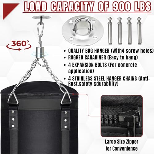 4FT Hanging Punching Bag for Adults, Unfilled Canvas Heavy Boxing Bag Set with 12oz Boxing Gloves Hand Wraps, Jump Rope, Reflex Ball for MMA Kickboxing Muay Thai Training Home - style: Canvas Bag