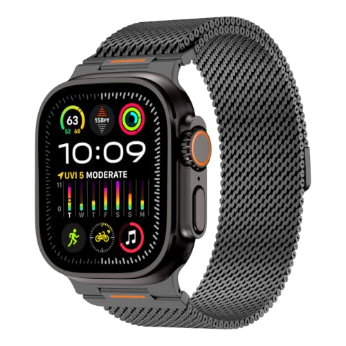 Milanese Loop Compatible with Apple Watch Ultra 3/2/1 Band 49mm 46mm 45mm 44mm 42mm, Magnetic Stainless Steel Strap Bands for iWatch Ultra SE 3/2/1 Series 11 10 9 8 7 6 5 4 3 2 Men, Dark Gray - color: Dark Gray