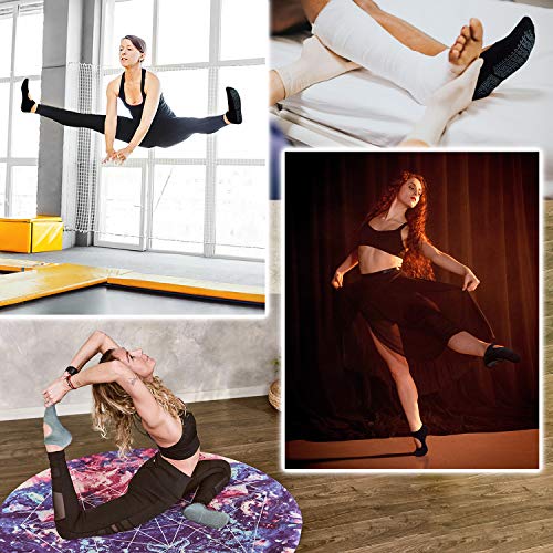 unenow Non Slip Grip Yoga Socks for Women with Cushion for Pilates, Barre, Home - color: 3 Pairs-black/Navy/Grey