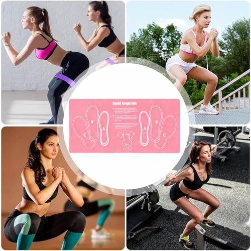 Squat Mat With Foot Position (32 * 14in) - Anti Slip Training Mat, Perfect for Leg & Abdominal Exercises, Squat Pads Activate Muscles, Prevent Injuries, Lightweight Portable for Home Gym - color: pink